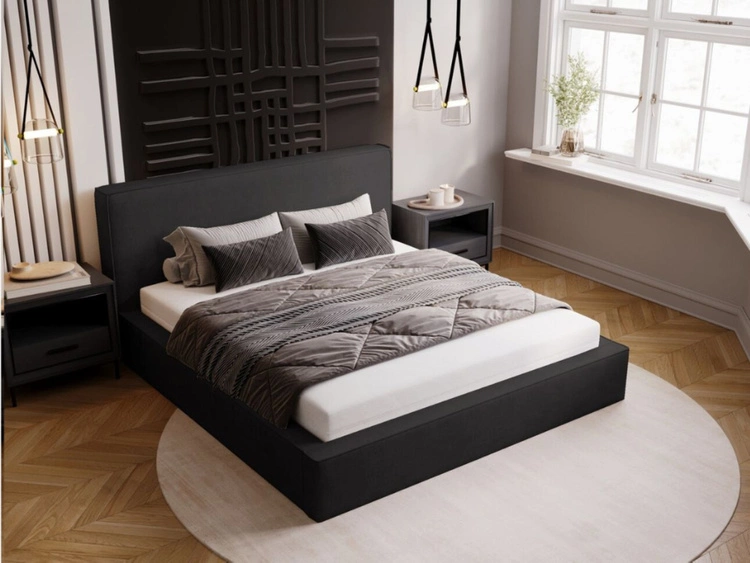 Łóżko tapicerowane z pojemnikiem i stelażem 160x200 Monaco Ciemnoszare