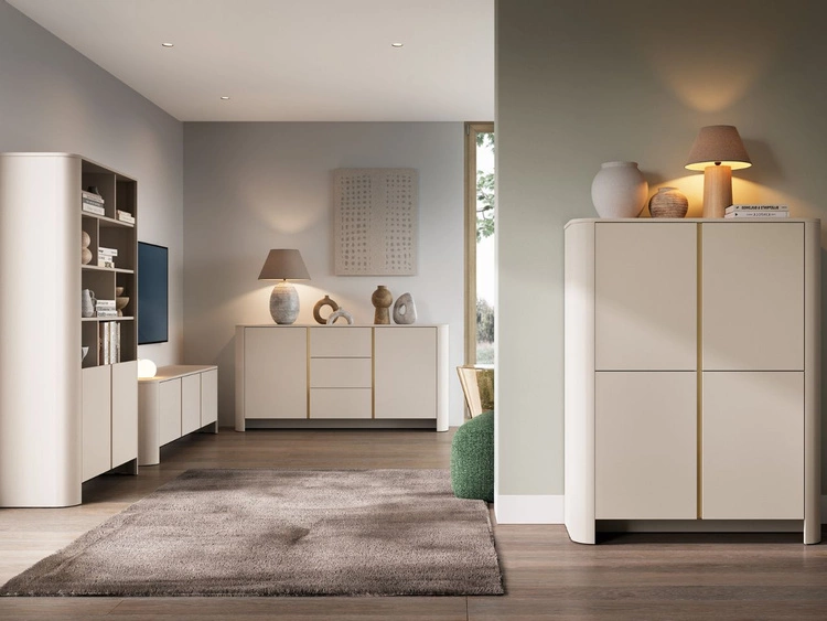 Zestaw mebli do salonu ze złotą listwą dekoracyjną Brillo Kaszmir