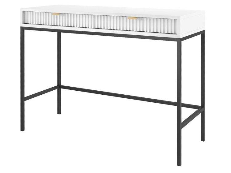 Toaletka z czarnymi metalowymi nogami Amber biała