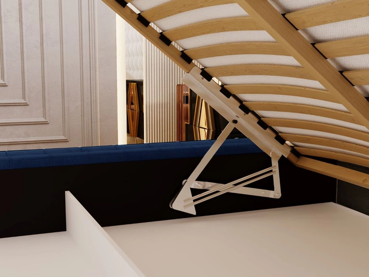 Łóżko tapicerowane z pojemnikiem i stelażem 180x200 Barbados Niebieskie