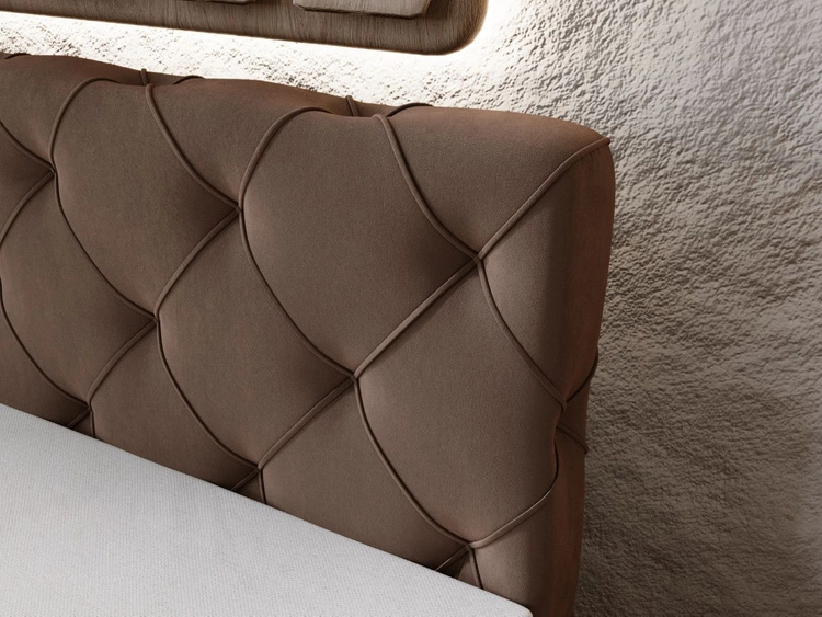 Łóżko kontynentalne z pojemnikiem na pościel 140x200 Napoli Brązowe