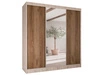 Szafa przesuwna z ryflowanym frontem i lustrem 200 cm Rivas Dąb Sonoma, Catania