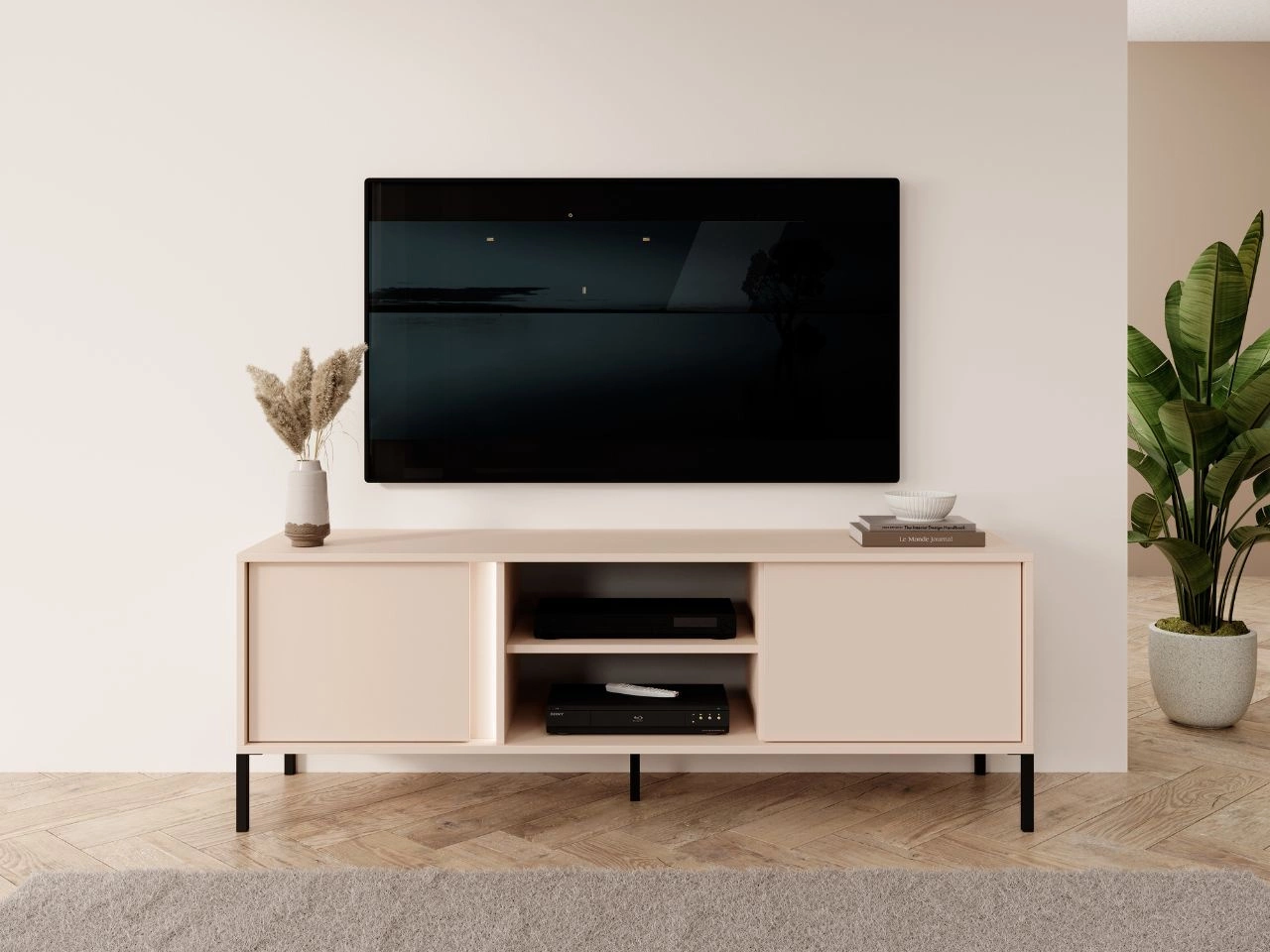 Szafka pod telewizor z drzwiczkami 153 cm Dego Beżowa