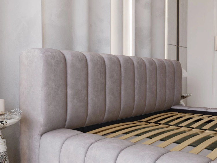 Łóżko tapicerowane z pojemnikiem na pościel i stelażem 180x200 Italia Szare