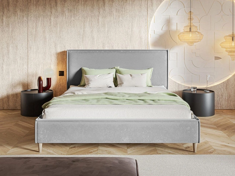 Łóżko tapicerowane ze stelażem 120x200 Grenada Jasny szary