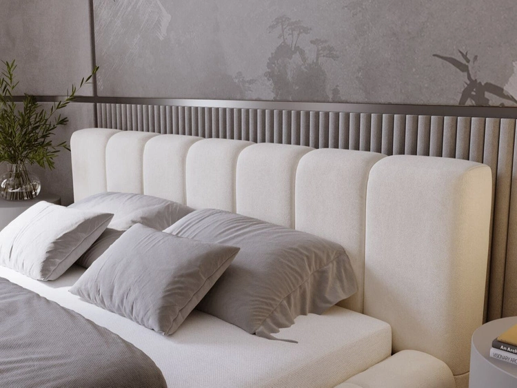 Łóżko tapicerowane z pojemnikiem i stelażem 120x200 Orio Beżowy