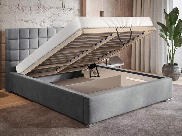 Łóżko tapicerowane z pojemnikiem i stelażem 120x200 Terra Ciemnozielone