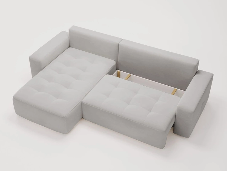 Narożnik L Lewy z funkcją spania i pojemnikiem Portland Jasnoszary