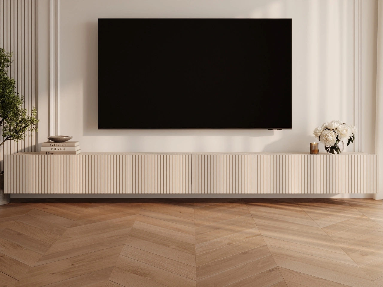 Zestaw szafkek pod telewizor z drzwiczkami 300 cm Kioto Kaszmir