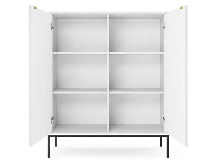 Zestaw mebli do salonu Amber biały na czarnych nogach