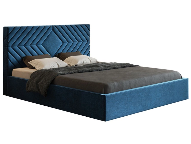 Łóżko tapicerowane z pojemnikiem i stelażem 160x200 Loris Ciemnoniebieskie