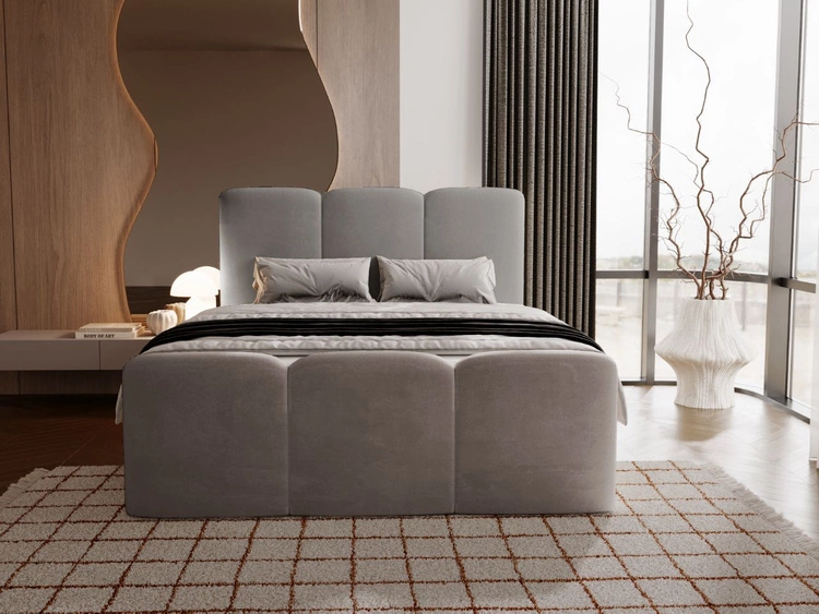 Łóżko kontynentalne z pojemnikiem na pościel 160x200 Campi Ciemnoszare