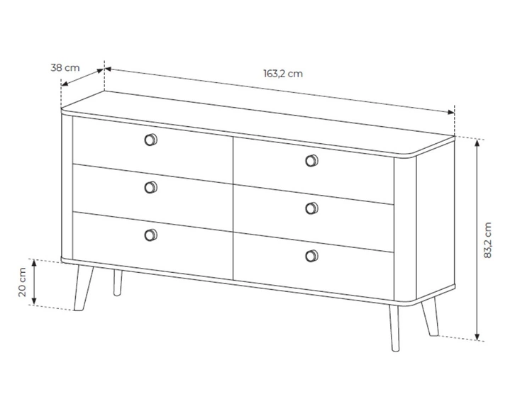 Komoda z sześcioma szufladami Bilancio Dąb Barista
