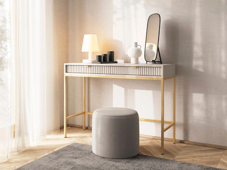 Toaletka z szufladami Amber Kaszmir na złotych nogach