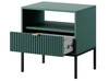 Stolik nocny z szufladą Amber zielony na czarnych nogach