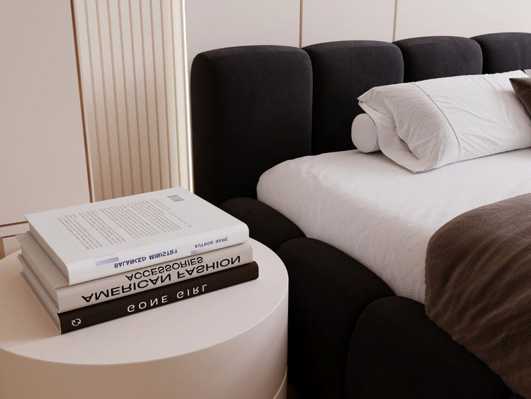 Łóżko tapicerowane z pojemnikiem i stelażem 200x200 Cloud Low czarne