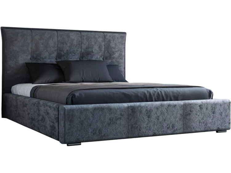 Łóżko tapicerowane z pojemnikiem i stelażem 140x200 Valencia Ciemny szary