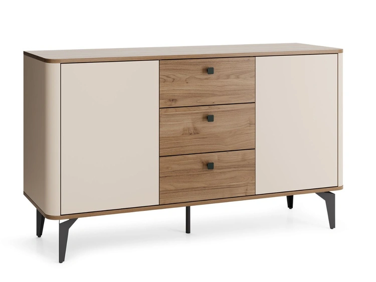 Komoda z drzwiami i szufladami 140 cm Arelis Kaszmir, Orzech Royal