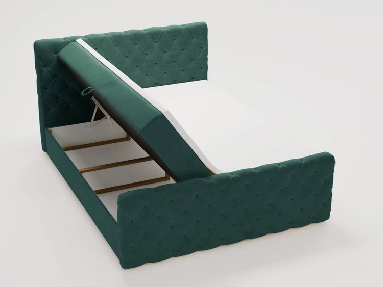 Łóżko kontynentalne z pojemnikiem na pościel 160x200 Lunaris Zielone