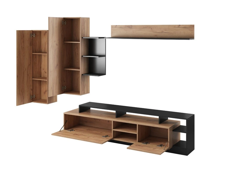 Zestaw mebli do salonu Alvano Dąb craft Złoty, Antracyt