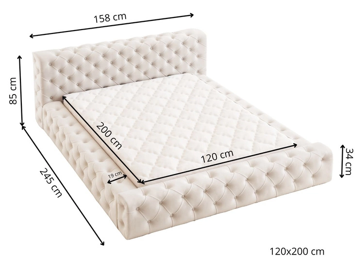 Łóżko tapicerowane z pojemnikiem i stelażem 120x200 cm Palini Brązowe