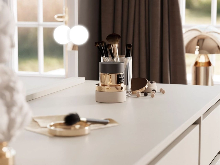 Toaletka z lustrem, szufladami i oświetleniem LED Melo Elite kaszmir mat