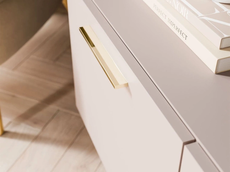 Szafka RTV pod telewizor z drzwiczkami i oświetleniem LED na złotych nóżkach 100 cm Noaé Kaszmir