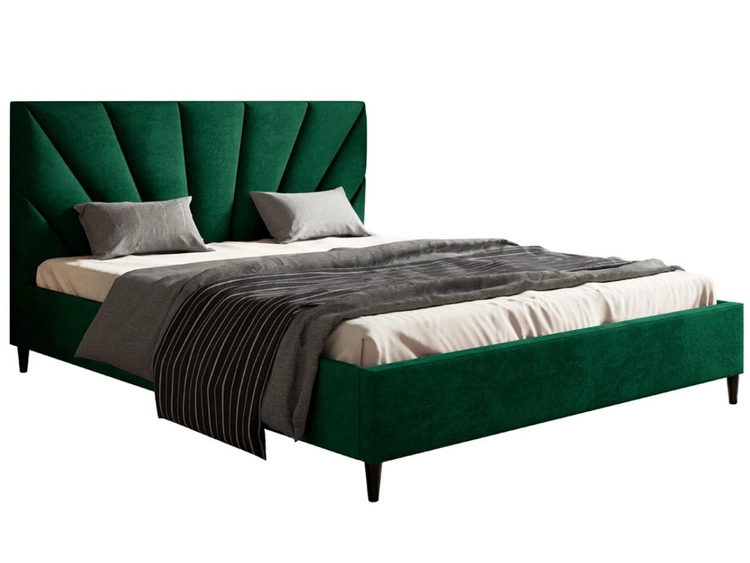 Łóżko tapicerowane ze stelażem 160x200 Fuzi zielone