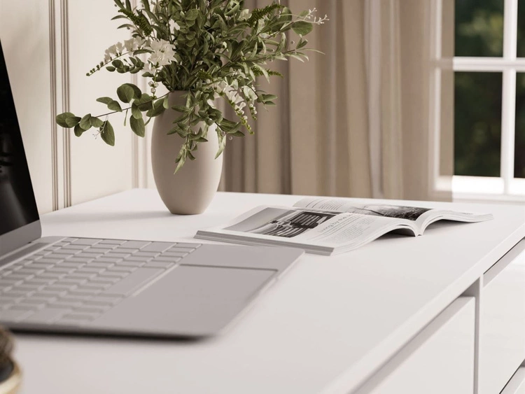 Biurko z pięcioma szufladami Melo biały połysk