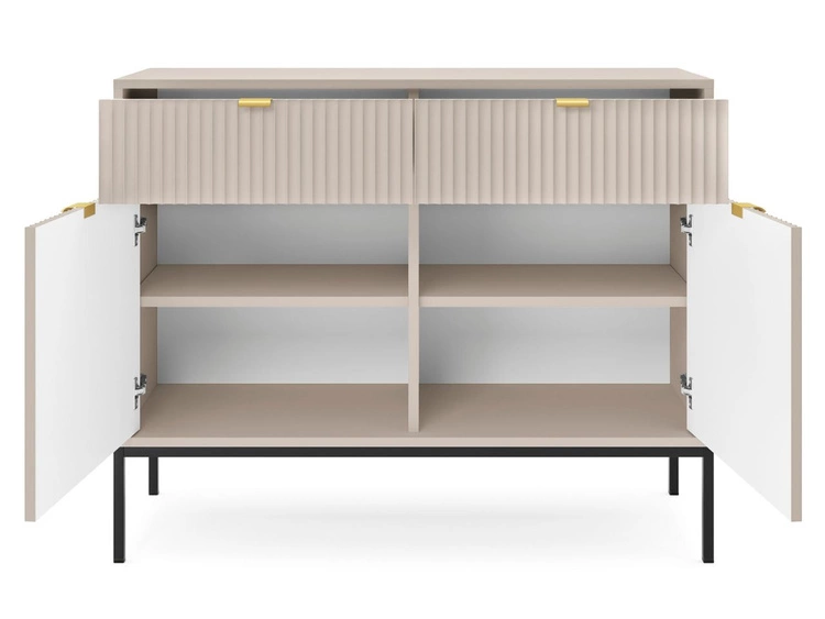 Komoda z drzwiami i szufladami Amber Kaszmir na czarnych nogach