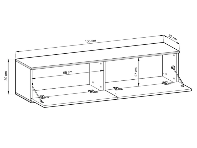 Szafka wisząca pod telewizor z drzwiczkami 135 cm z ryflowanym frontem Diolo Beżowa