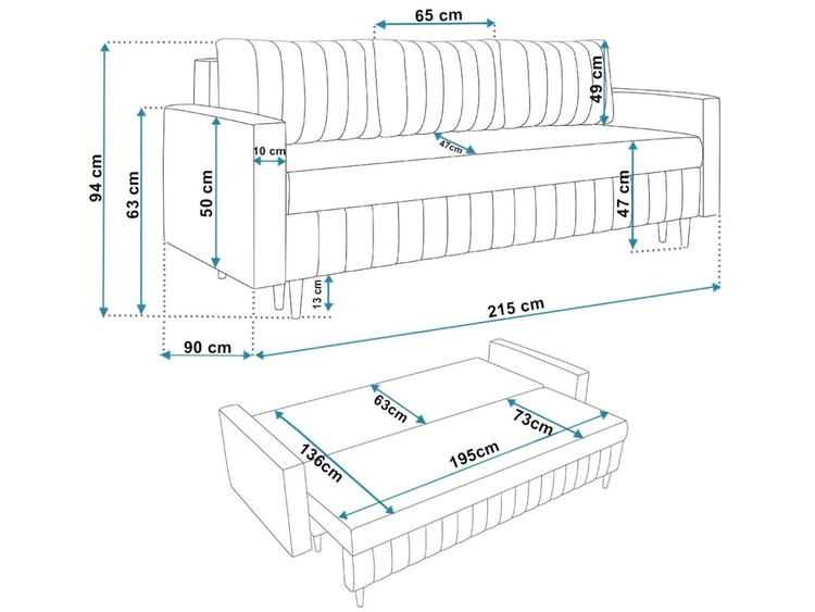 Kanapa z funkcją spania i pojemnikiem na pościel Castelo beżowa