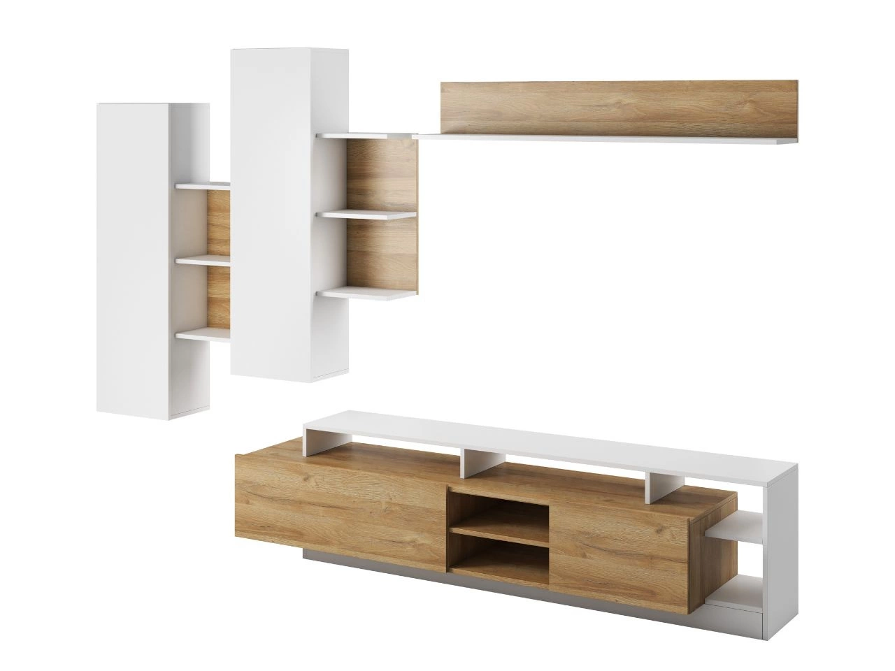 Meblościanka do salonu Alvano Dąb Grandson, Biała