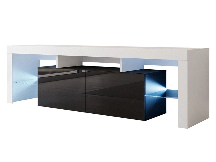 Wisząca szafka RTV pod telewizor z drzwiczkami z nadstawką Nodoo Biały połysk