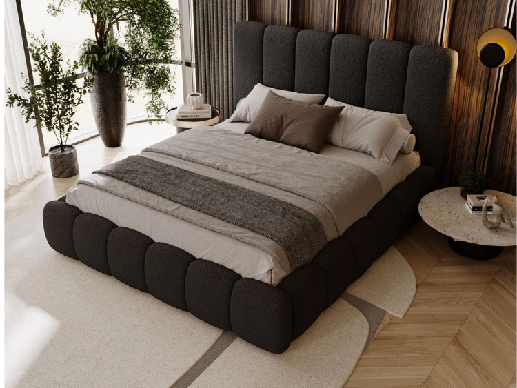 Łóżko tapicerowane z pojemnikiem i stelażem 140x200 Imperial Czarne