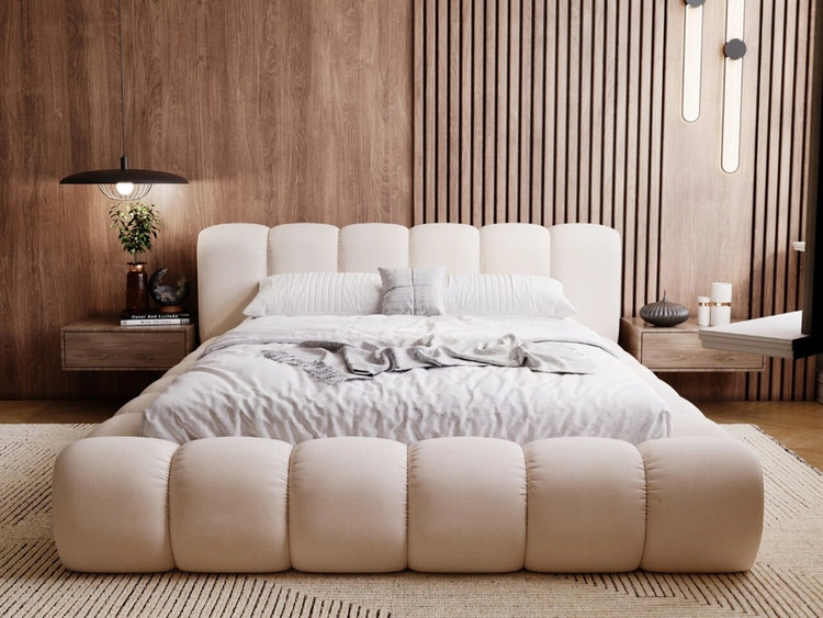 Łóżko tapicerowane z pojemnikiem na pościel 140x200 Doria Beżowe