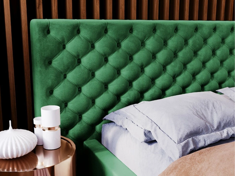 Łóżko tapicerowane z pojemnikiem i stelażem 180x200 cm Madera Zielone