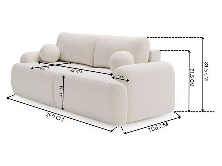 Kanapa z funkcją spania i pojemnikiem Aurio Jasnobrązowa