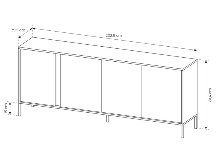 Komoda z drzwiami 203 cm Dego Beżowa