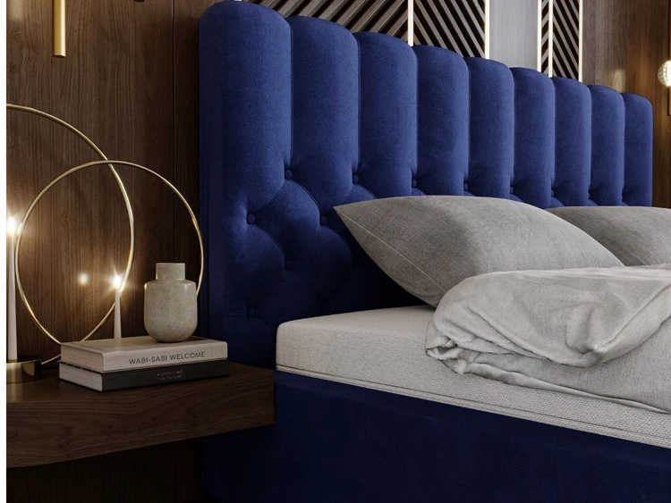 Eleganckie łóżko tapicerowane 160x200 Roma Ciemnoniebieskie