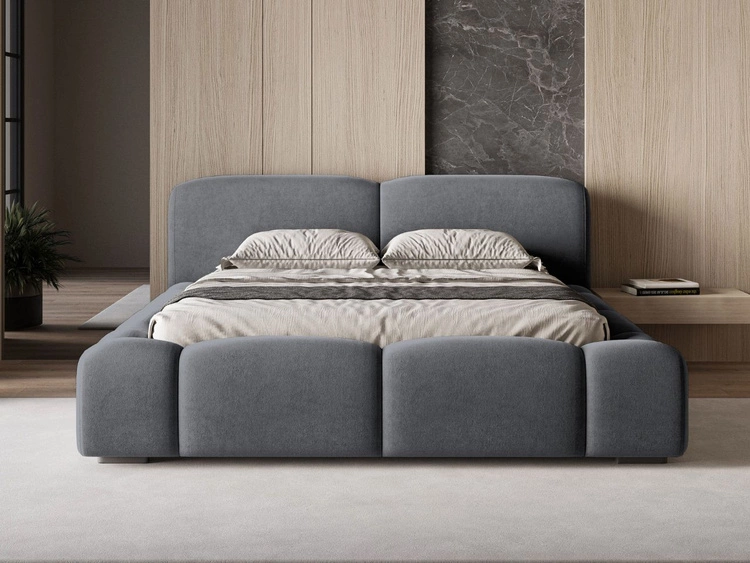 Łóżko tapicerowane z pojemnikiem i stelażem 120x200 Aubi Ciemnoszare