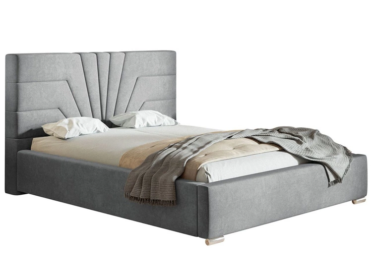 Łóżko tapicerowane z pojemnikiem i stelażem 180x200 Tesis Jasnoszare