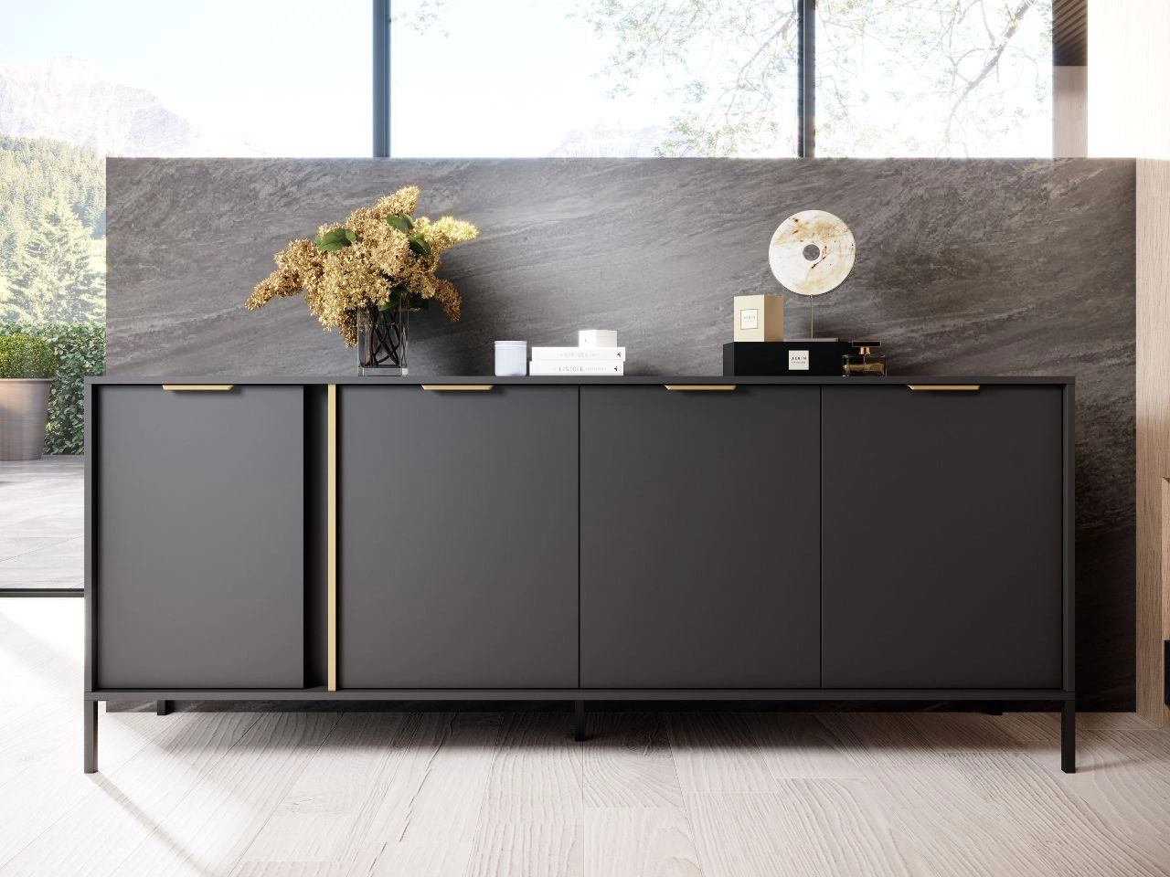 Komoda z drzwiami 203 cm Drino Antracyt