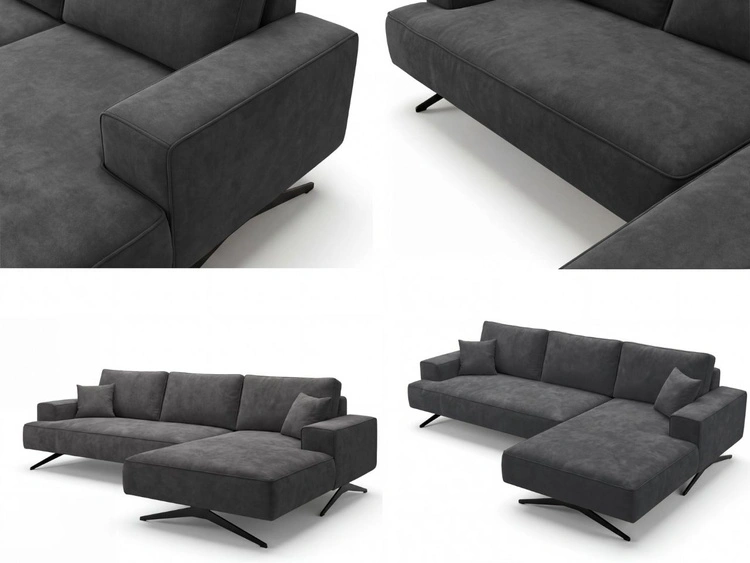 Narożnik L Prawy na metalowych nóżkach Leto antracyt