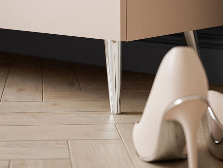 Komoda z szufladami i oświetleniem LED na srebrnych nogach Nuveo Kaszmir