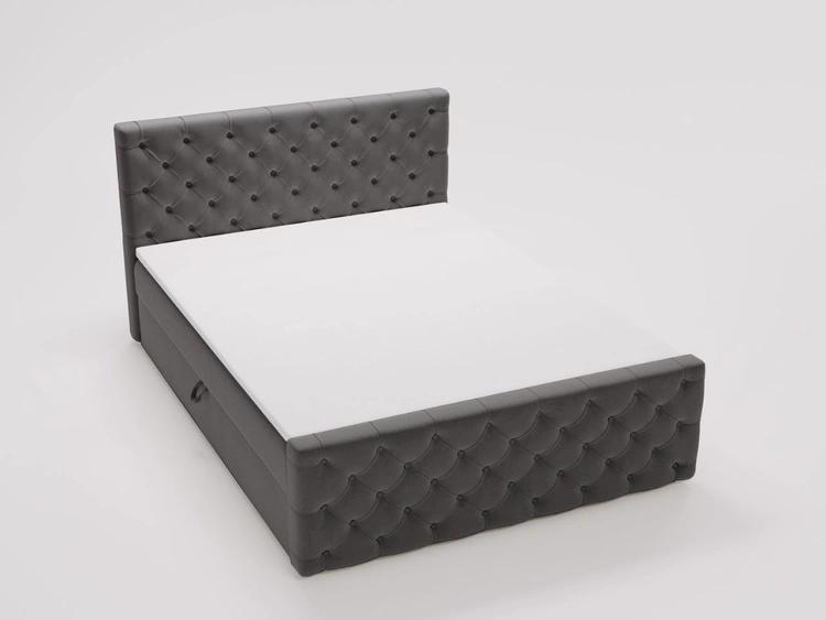 Łóżko kontynentalne z pojemnikiem na pościel 160x200 Montego Antracytowe