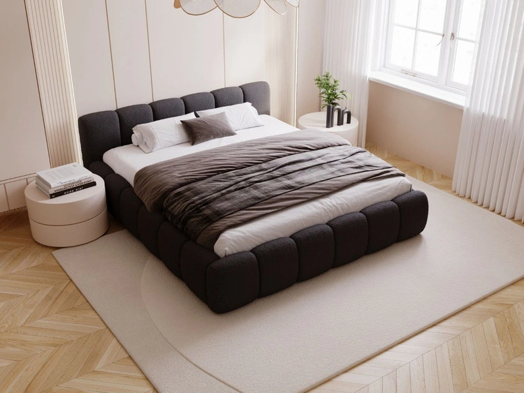 Łóżko tapicerowane z pojemnikiem i stelażem 160x200 Cloud Low czarne