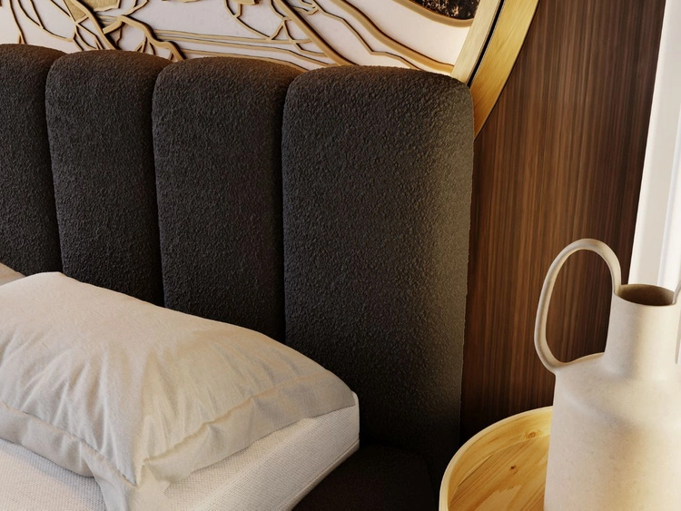 Łóżko tapicerowane z pojemnikiem i stelażem 180x200 Cloud czarne