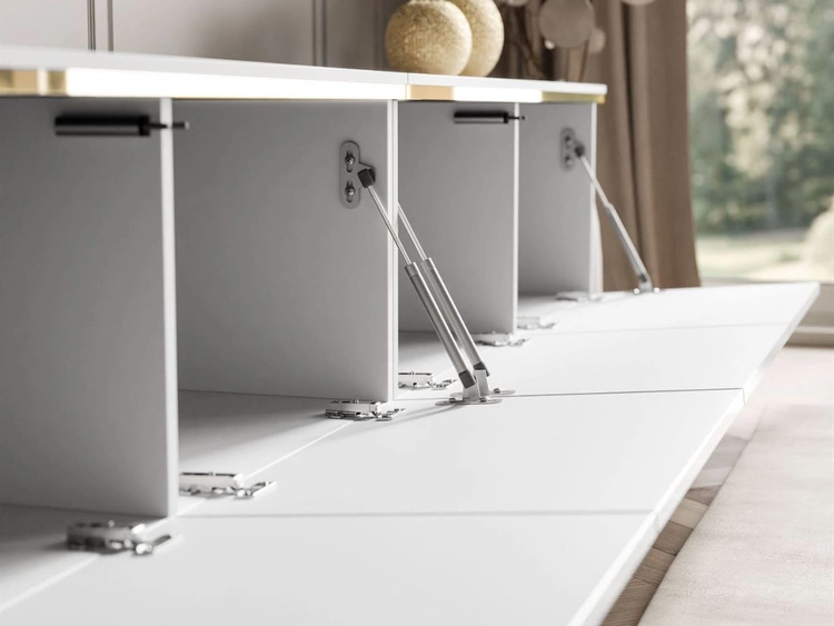 Szafka RTV w stylu glamour z oświetleniem LED Celle biały połysk