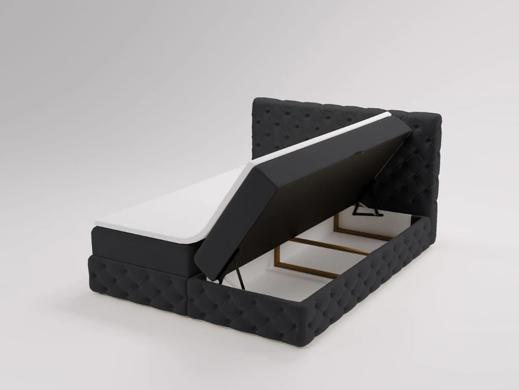 Łóżko kontynentalne z pojemnikiem na pościel 160x200 cm Canolo Czarne